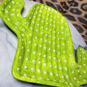 Cactus-Shaped Lime Green Soap Dish